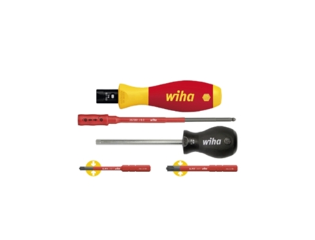 WIHA Juego de destornilladores dinamométricos TorqueVario®-S electric PlusMinus/Pozidriv, de 5 unid., con limitación del par de apriete de ajuste v...