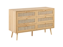 Cómoda de 6 cajones BELIANI Perote de Ratán Madera clara 120x42x75