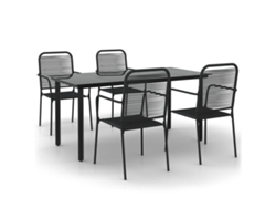 Maison Exclusive - Juego de comedor de jardín de 5 piezas, cuerda de algodón y acero negro