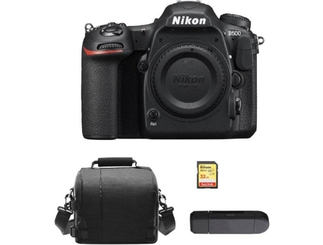 Kit Cámara Réflex NIKON D500 Corpo + Tarjeta SD de 32GB + Funda para cámara + Lector de Tarjeta de memória