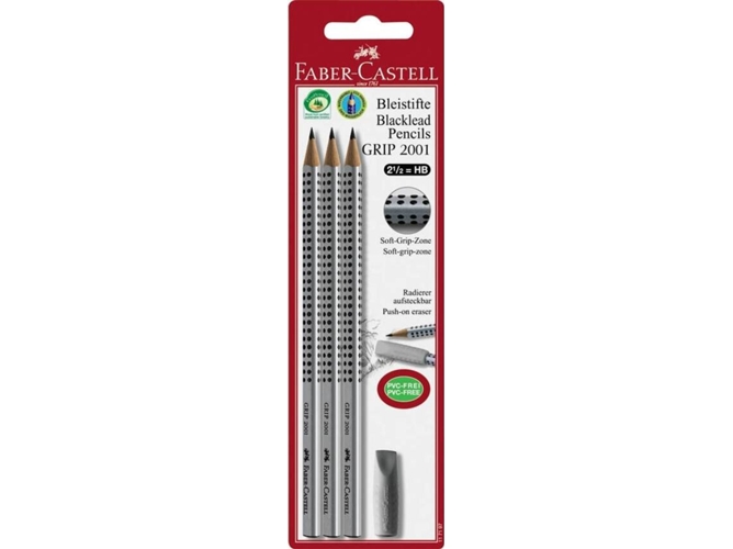 Lápiz de Grafito FABER-CASTELL (3 Un - Multicolor - Plástico)