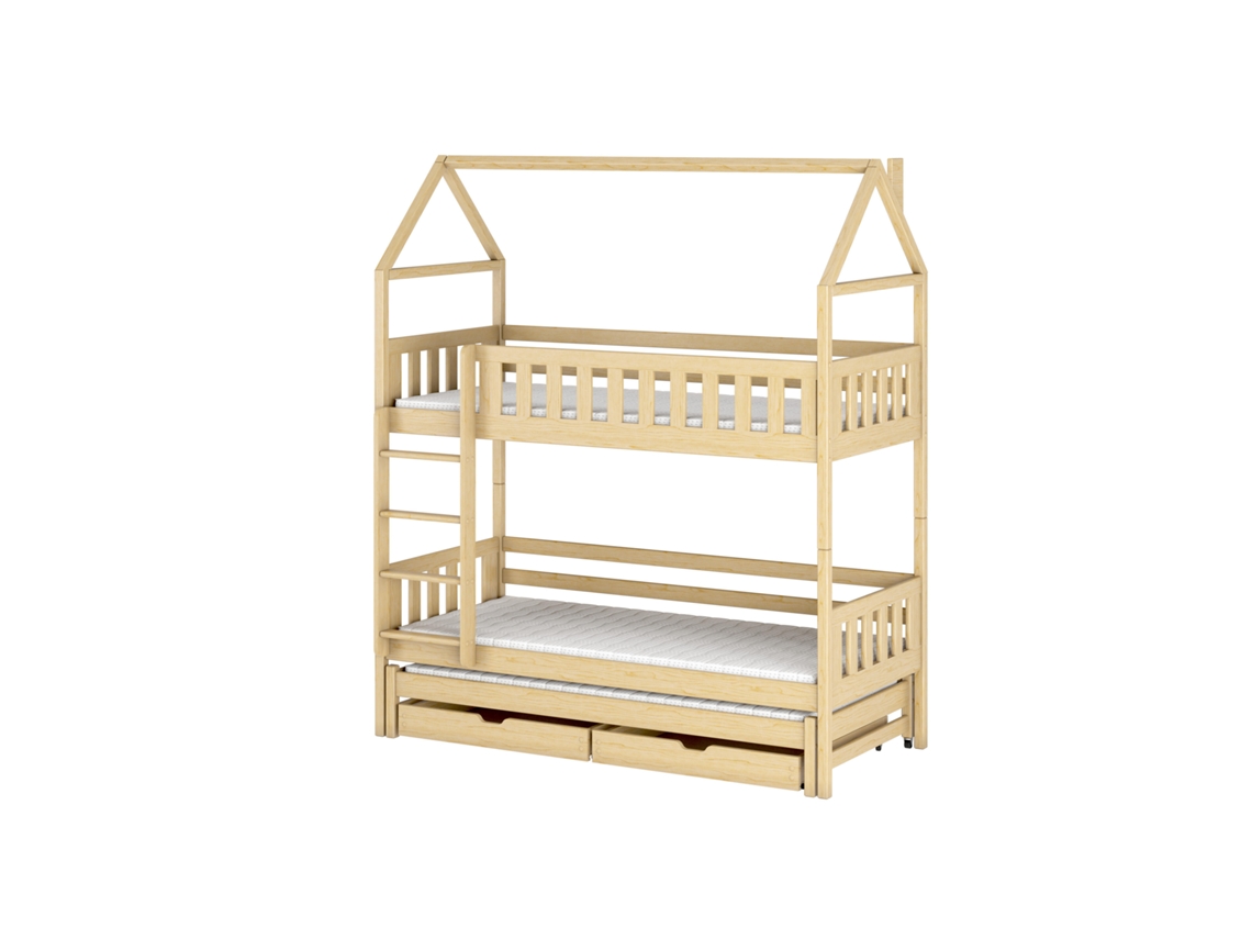Cama Infantil FURNLUX Iga (Beige, Madera Maciza - 88X168X217 Cm / 80X160 Cm)