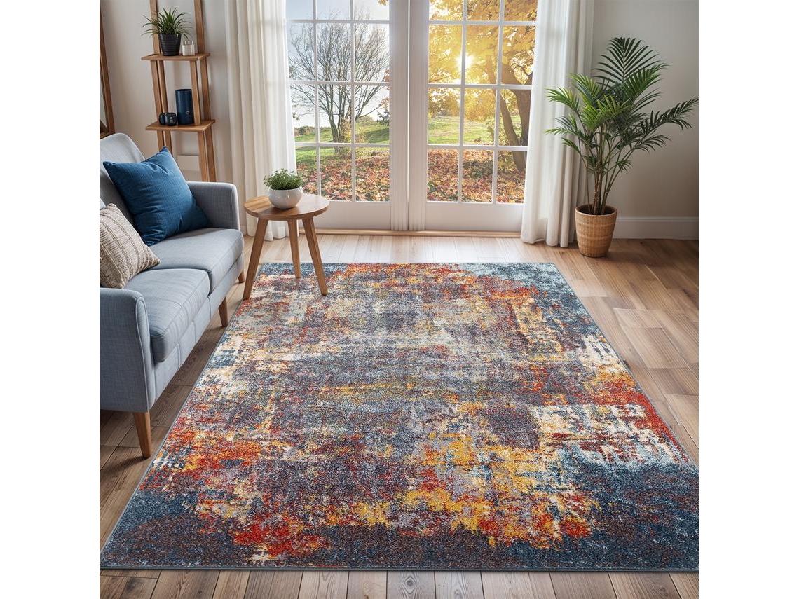 Alfombra LIVABLISS Abstracta moderna Multicolor/Azul 120x170