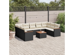 Conjunto de sofás de jardín de 10 piezas DKD Home Decor con cojines de mimbre negros
