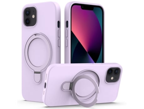 Funda Mobile Phone Cases Magsafe Liquid With Ring para iPhone 12 Silicona Morado