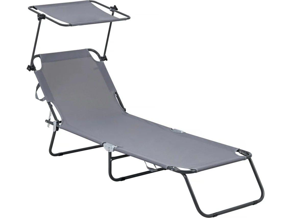 Sillón plegable Lazy con sombrilla gris Habitat Et Jardin