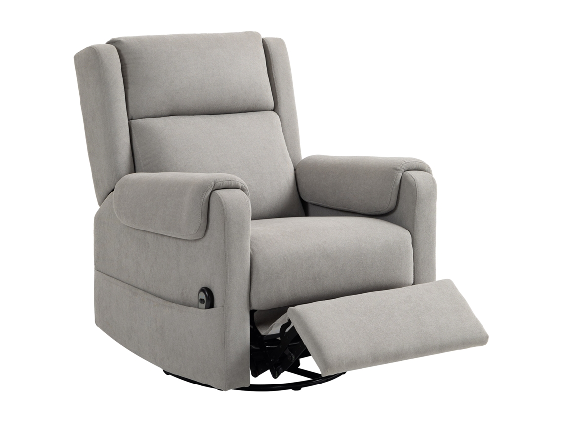 Sillón Relax Reclinable Eléctrico Giratorio Y Basculante Con Reposapiés Ajustable Mando A Distancia Gris Claro