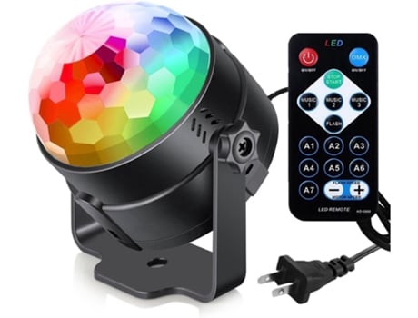 Luces de fiesta activadas por sonido con control remoto Iluminación DJ, bola de discoteca RGB, lámpara estroboscópica 7 modos Luz par de escenario ...