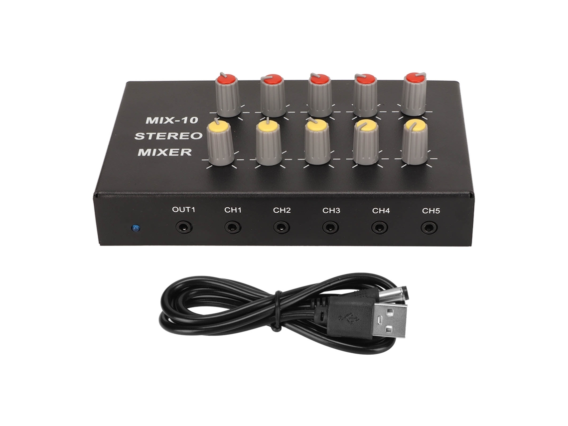 Mesa De Mezclas Estéreo Profesional Con 2 Entradas, 10 Salidas E Interfaz De 3,5 Mm Para Grabación Y Transmisión En Directo.