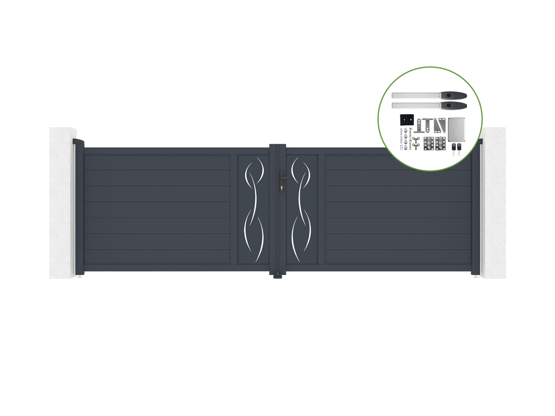 Portón abatible 4m LIFE H.120cm aluminio motorización HICKER B200 CASANOOV