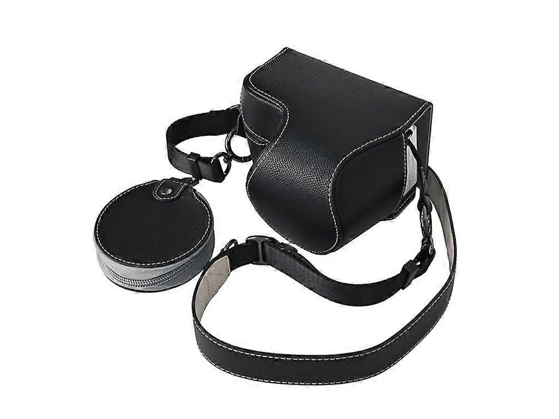 Estuche de cuero sintético texturizado compatible con Sony Zv E10 II con orificio para batería, correa y bolsa para guardar lentes Facpoet
