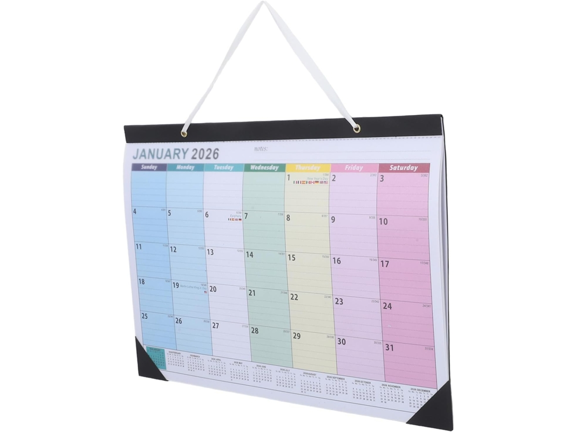 Calendario De Pared Horizontal Con Calendario Mensual, Días Festivos, Varios Países