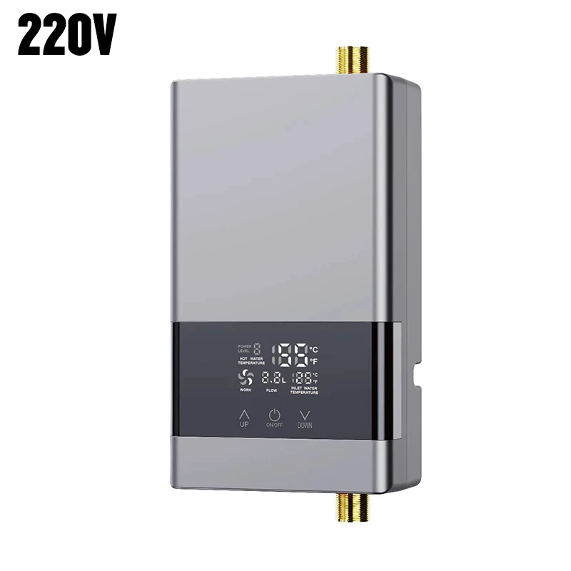 Calentador De Agua Eléctrico De Pared (220 V-6000 W, Plateado) Con Pantalla Lcd De Temperatura Y Control Remoto