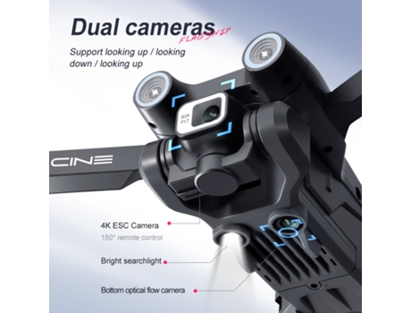 I3 Pro Mini Drone con cámara dual 4K (1 baterías - Duración de la batería: 15 min - Negro) YIZHOOD