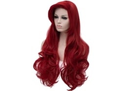 1 Peluca larga rizada con encaje, estilo fantasía, color rojo vino.