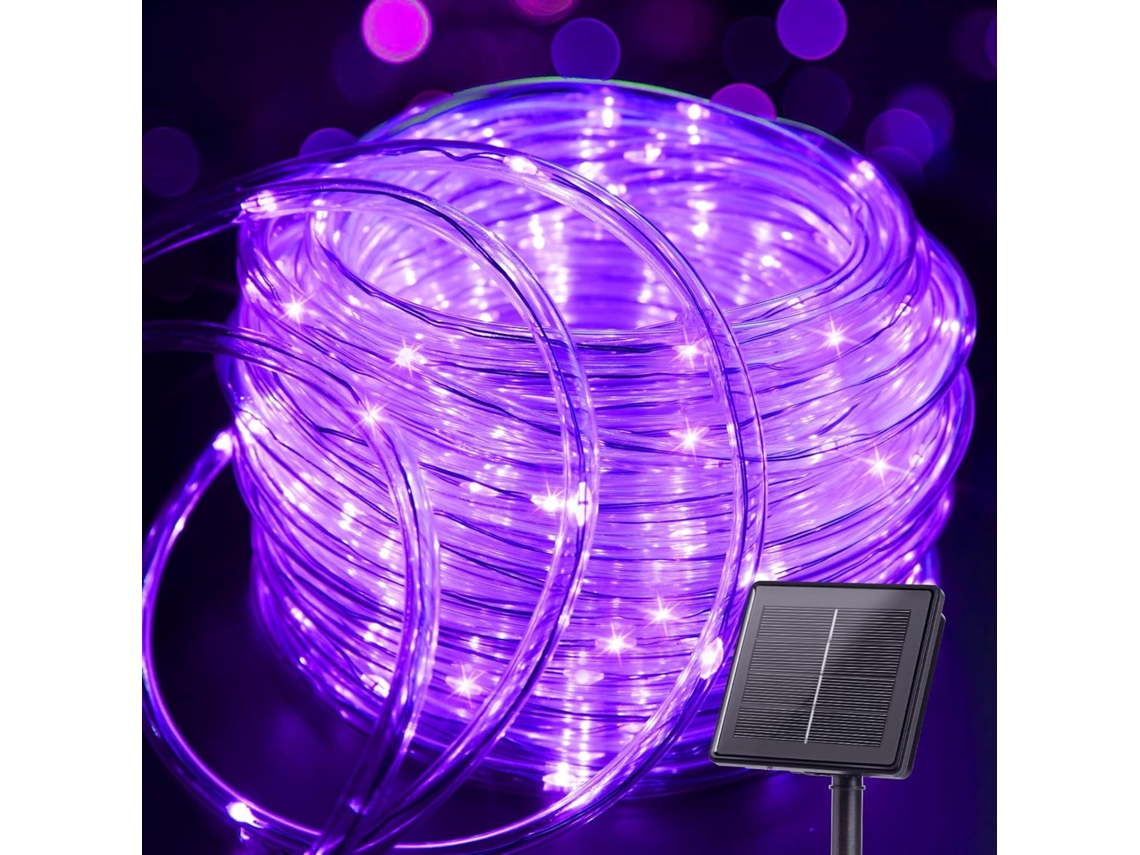 Guirnalda de luces LED, guirnalda de luces solares, impermeable, 7 m, 50 luces, 8 modos, luces de hadas (morado) Specgence