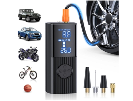 Compresor de aire portátil para inflar neumáticos: bomba de aire portátil de 180 PSI y 9000 mAh, pantalla LCD de presión precisa, inflado rápido 3 ...