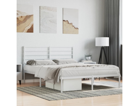 MAISON EXCLUSIVE Estructura de cama con cabecero 135X190 cm metal blanco