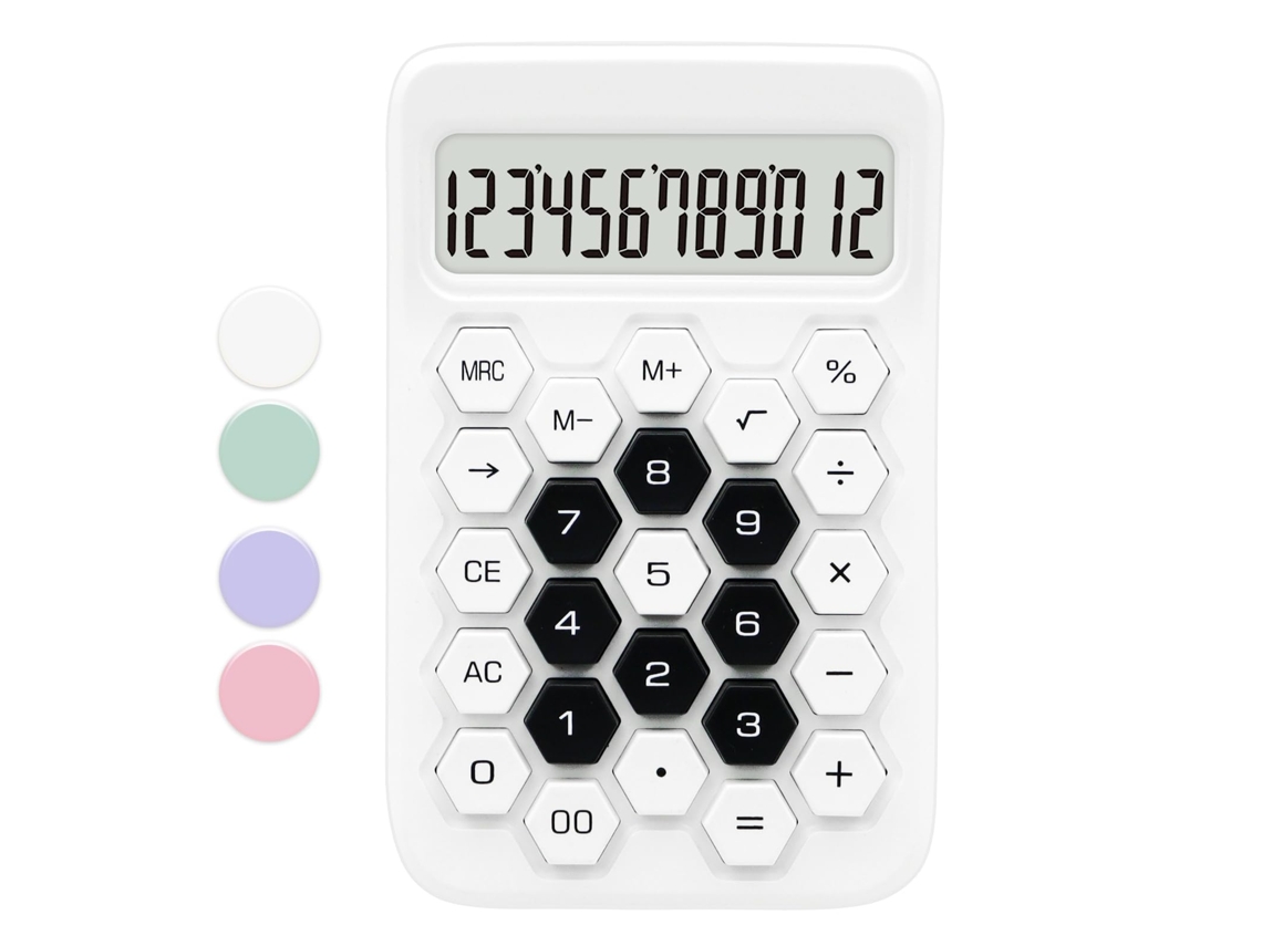 Calculadora básica Csyy con pantalla LCD de 12 dígitos (blanca)