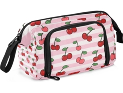 Besportble Estuche De Cerezas A Rayas Rosas Y Blancas Y Almacenamiento De Gran Capacidad Con Asa Para Niños...