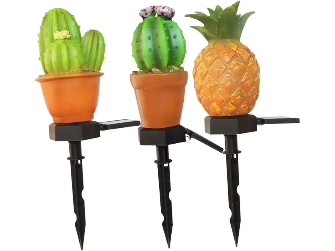 Juego de 5 luces solares LED impermeables para jardín con estacas, decoración exterior para césped y patio.