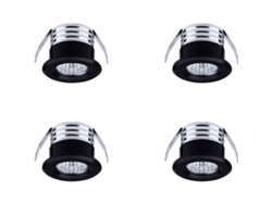 4 Mini Focos Led Proyectables, 3w, Enfoque Negro Neutro, 3000k, 300lm, Ip22