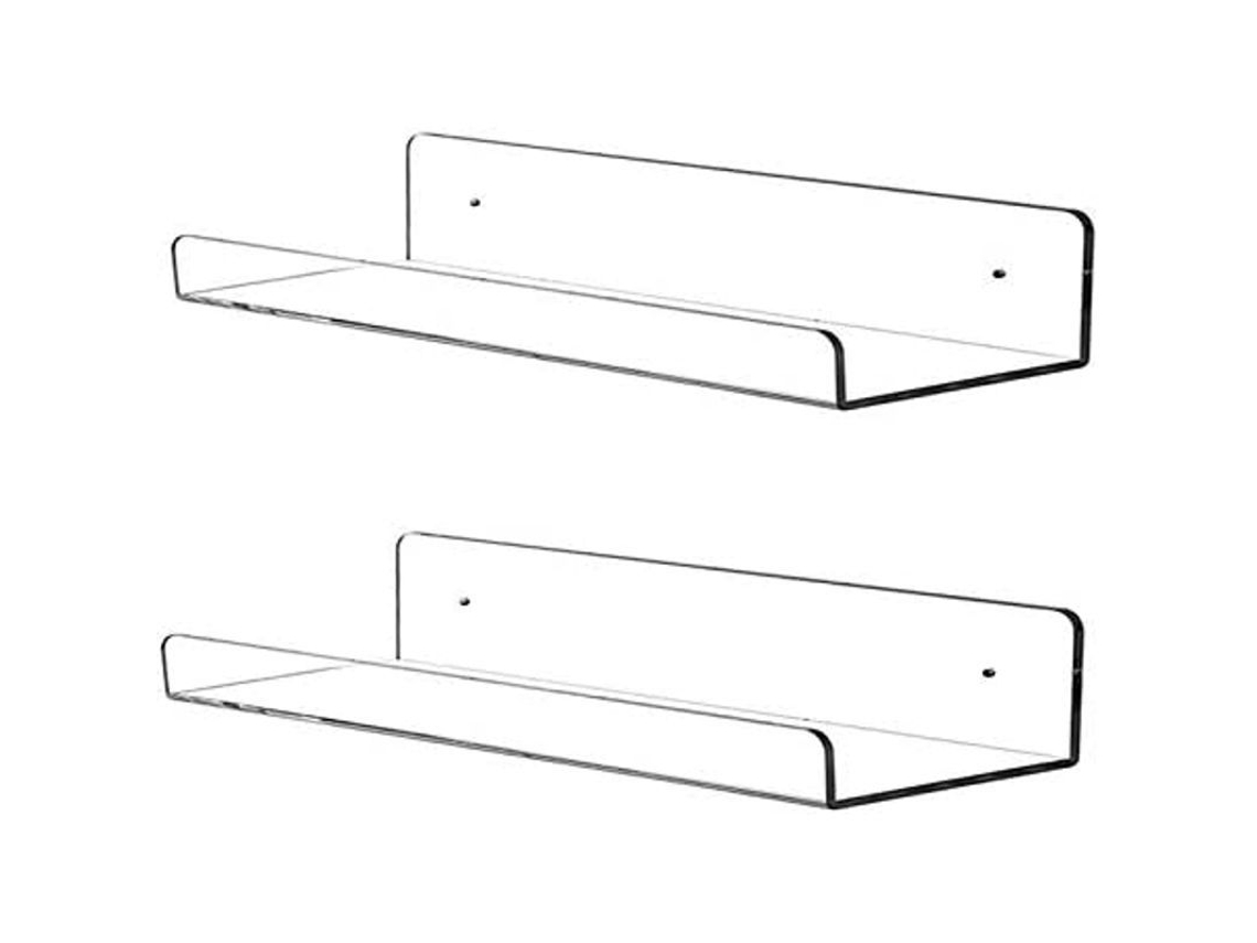 Estantería De Pared Invisible Transparente De 38 Cm (15 Pulgadas) Para Libros Y Decoración Con Accesorios De Instalación.