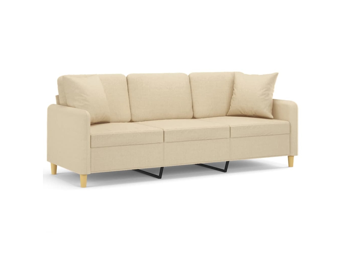 Maison Exclusive - Sofá De 3 Plazas Con Cojines Tela Color Crema 180 Cm