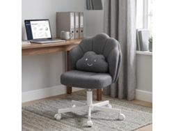 Comhoma Taburete Maquillaje Ruedas Flor, Silla Doble Respaldo Nube, Altura Regulable, Giratorio, Dormitorio Office, Lino, Gris