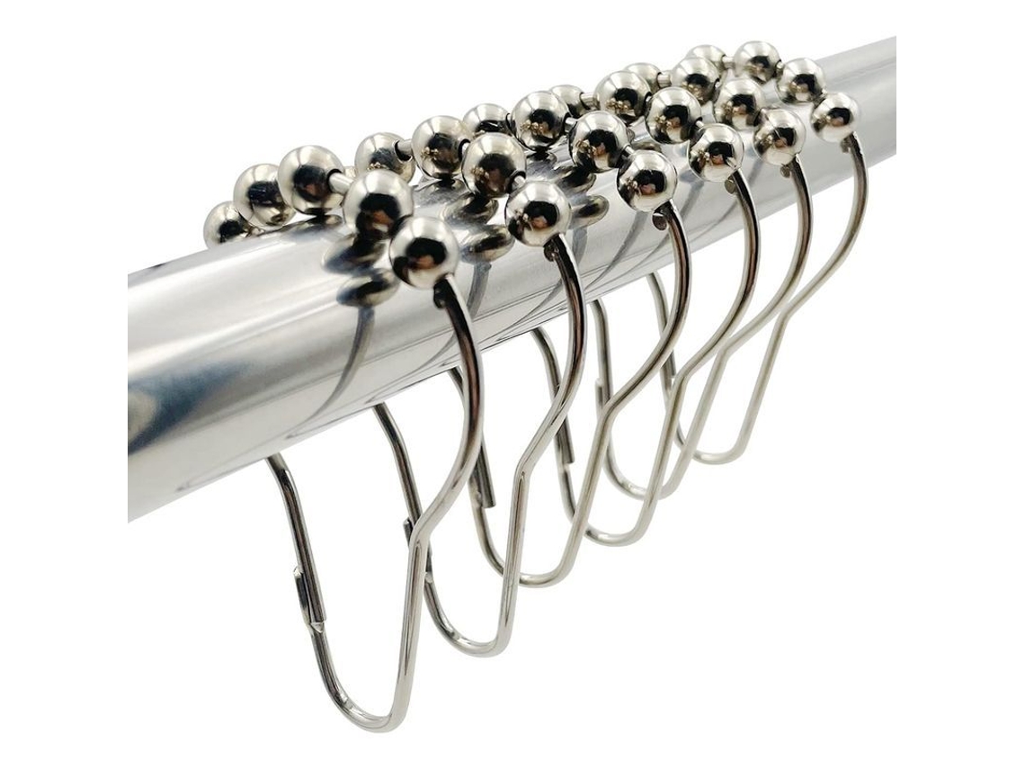 2026-anillos Para Cortina De Ducha Linjou, 12 Piezas De Acero Inoxidable Con Bolas Rodantes Para Barras De Baño