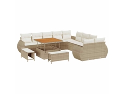 Maison Exclusive - Conjunto de sofás de jardín con cojines, 13 piezas, beige y crema