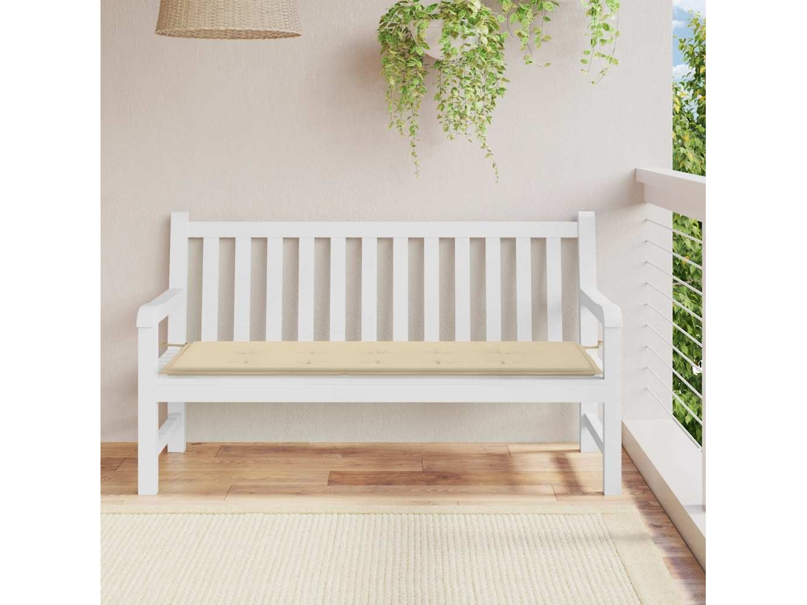 Cojín grande para banco de jardín, 150x50x2 cm, tela Oxford beige, HARLANV1