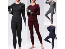 Conjunto De Ropa Térmica De Invierno Para Mujer De 2 Piezas Con Forro De Felpa, Cuello Redondo, Manga Larga Y Pantalones Gruesos Y Cálidos.