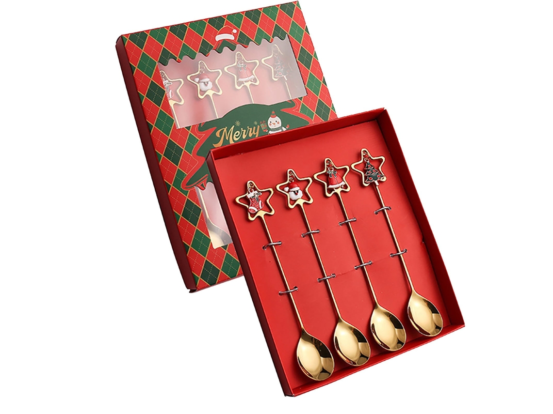 Conjunto de Talheres de Aço Inoxidável de Natal 4 Und 