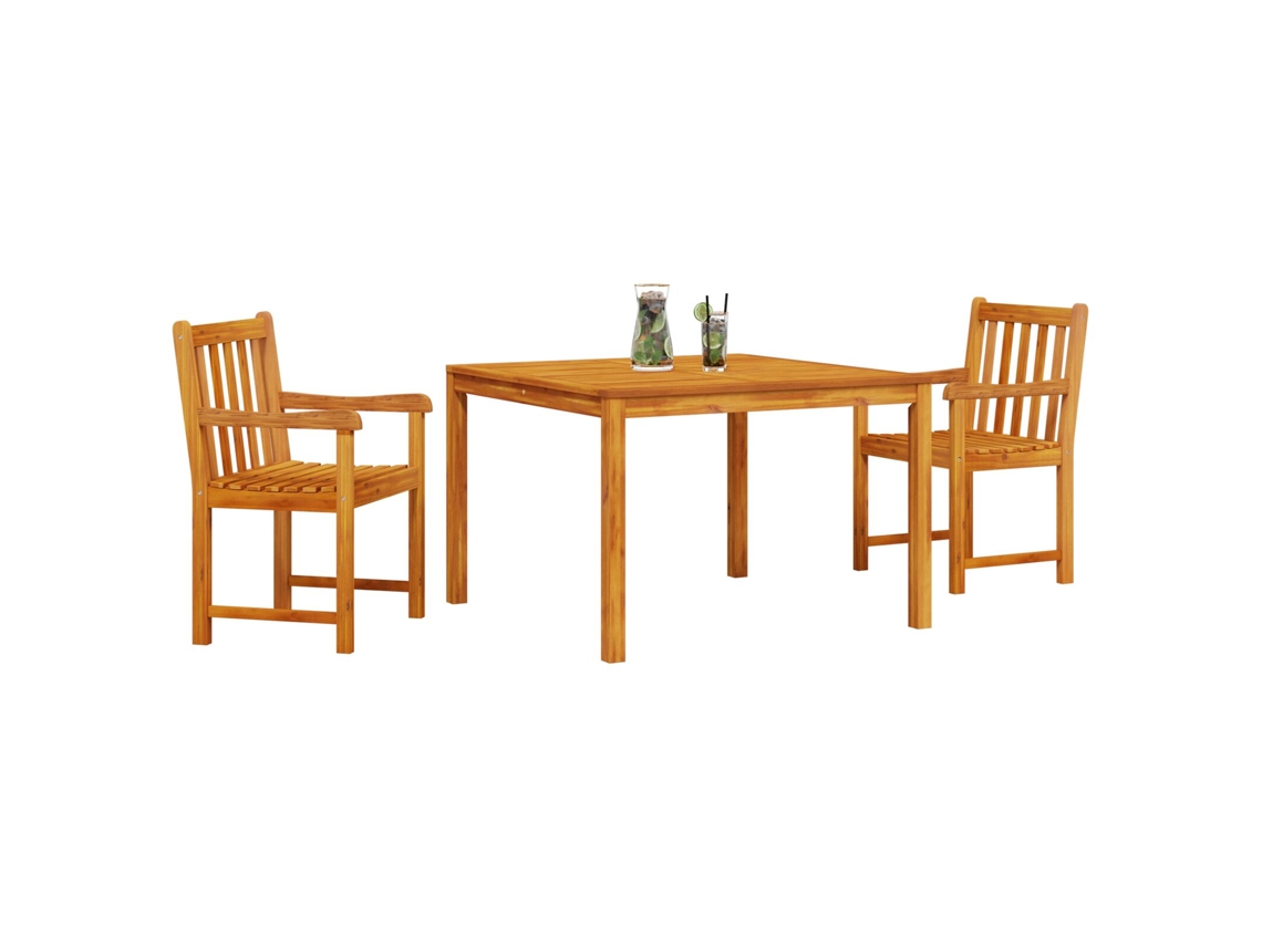 Juego de comedor de jardín de 3 piezas de madera maciza de acacia Lovely Home Wsd742021