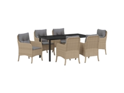 Maison Exclusive - Conjunto De Comedor De Jardín 7 Pcs Beige Ratán Sintético
