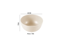 Cuenco De Plástico Sólido Ecológico De 6 Pulgadas (beige Grande), Gran Capacidad