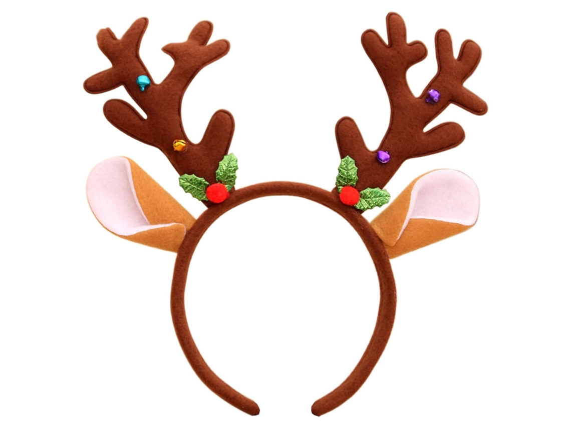 Tiara navideña con astas de reno para mujer, lindo accesorio para el cabello navideño para fiestas y cosplay Aeuzwr