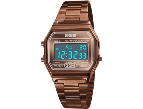 VEANXIN Reloj digital Reloj electrónico LED resistente al agua con correa de acero inoxidable cuadrada-oro rosa