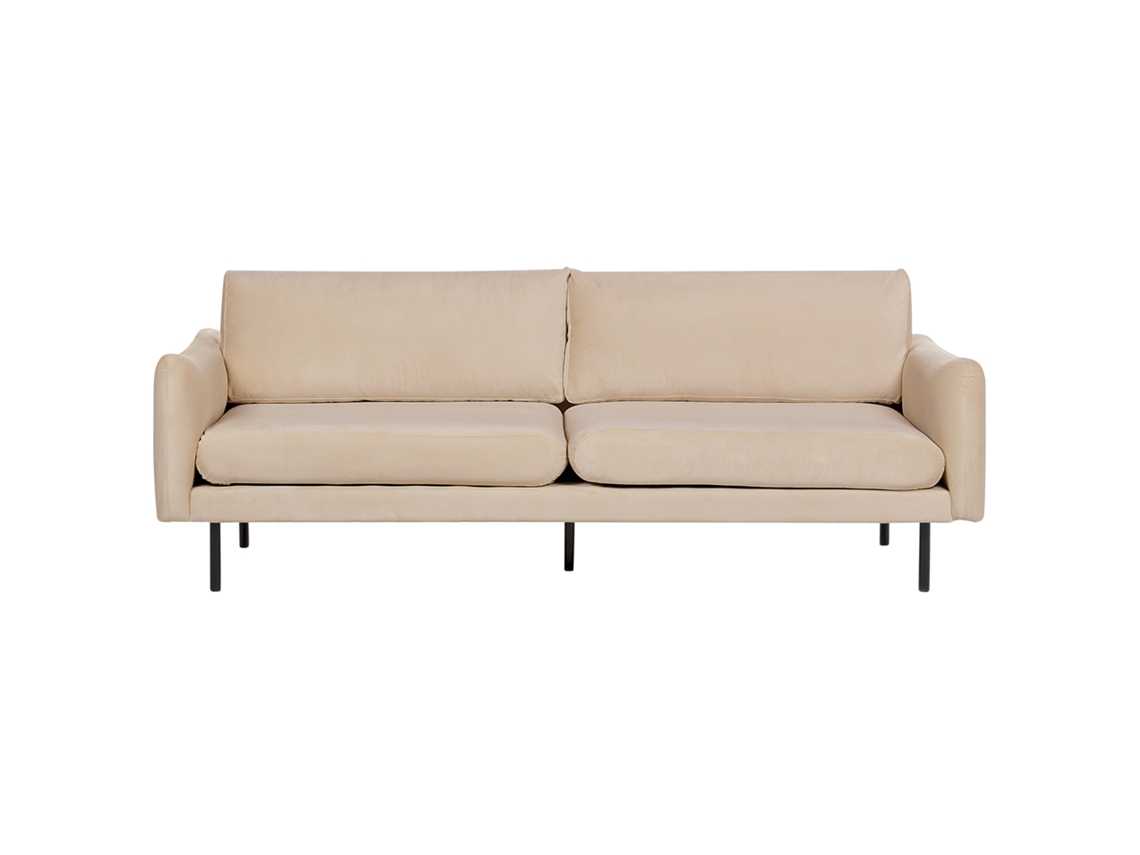 Sofá de 3 plazas BELIANI Vinterbro de Terciopelo Beige 220x84x86