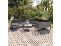 Conjunto de jardín DKD Home Decor de 11 piezas con cojines de mimbre gris