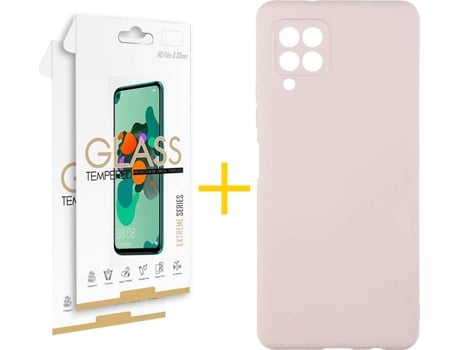 Kit Funda + Protector de Pantalla Samsung A12 5G SKYHE Cristal Templado 3990 Rosa