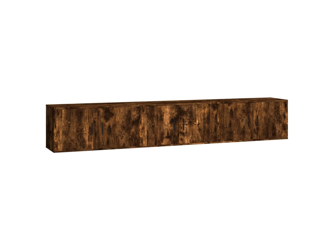 Estantería/Muebles de TV de Pared 3 Pzs 80X34,5X40 Cm Roble Ahumado