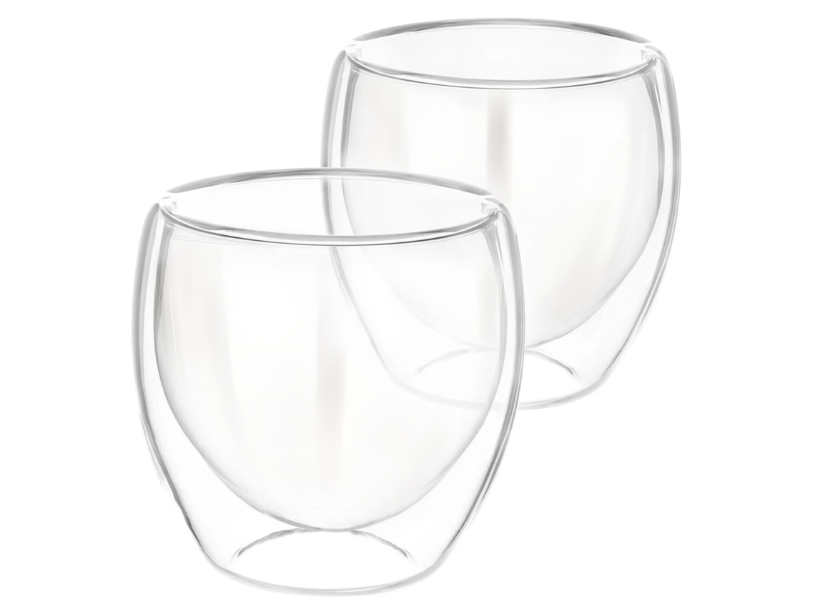 Juego de 2 vasos CHEFFINGER de 250 ml de doble pared en vidrio de borosilicato transparente