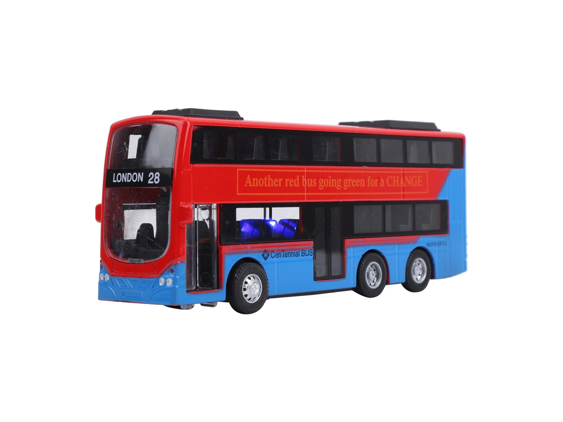Ats-modelo De Coche De Doble Piso 1:90 Con Luz Y Sonido, Juguete De Vehículo Para Niños (rojo)