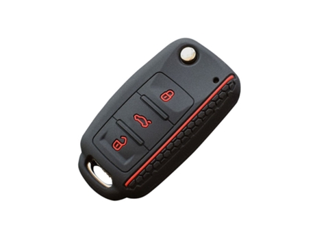 Llave del coche, carcasa de silicona, protector remoto con botón[Negro-10]