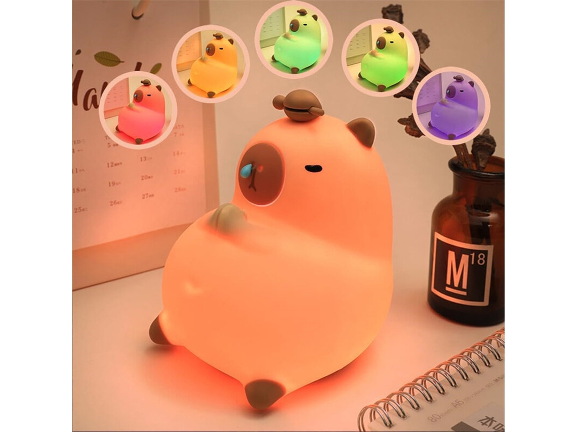 Luz nocturna LED RGB de silicona con dibujos animados, lámpara con temporizador recargable por USB, decoración de habitación, luz bonita