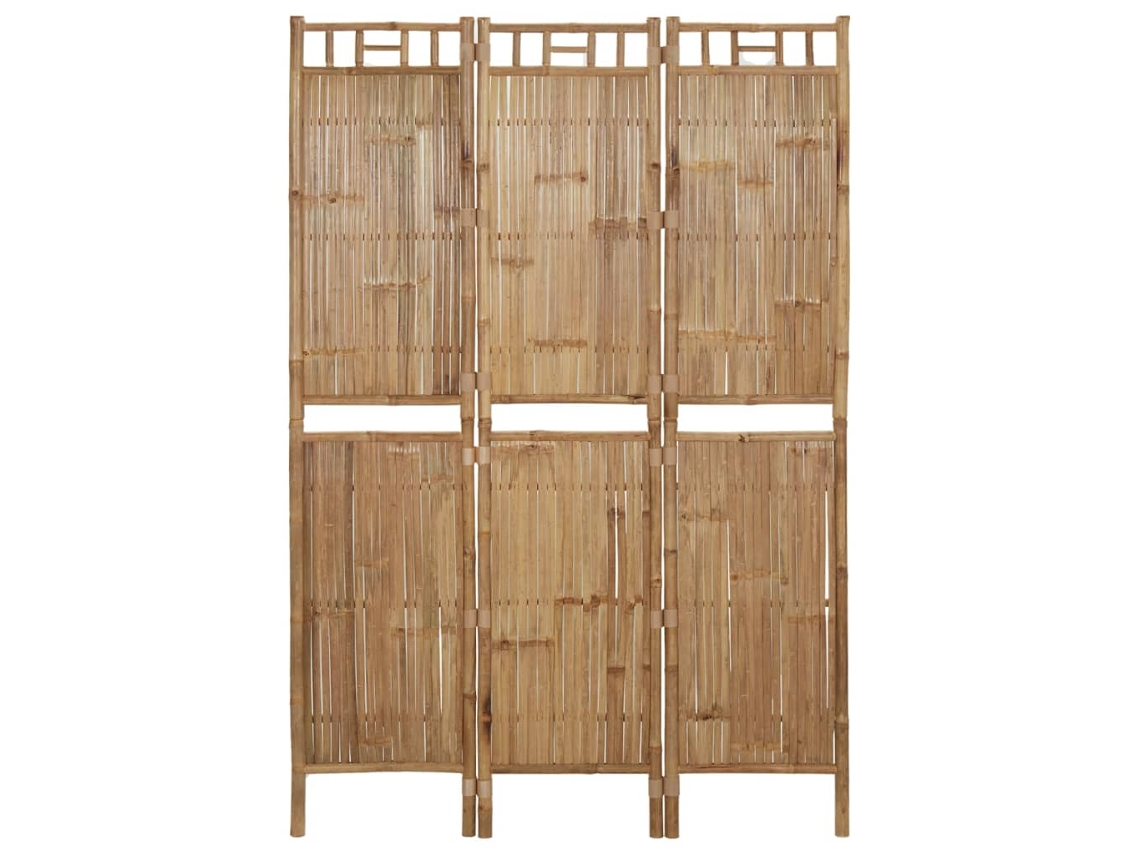 Biombo separador de ambientes, 3 paneles, 120 x 180 cm, bambú marrón, Dec030727