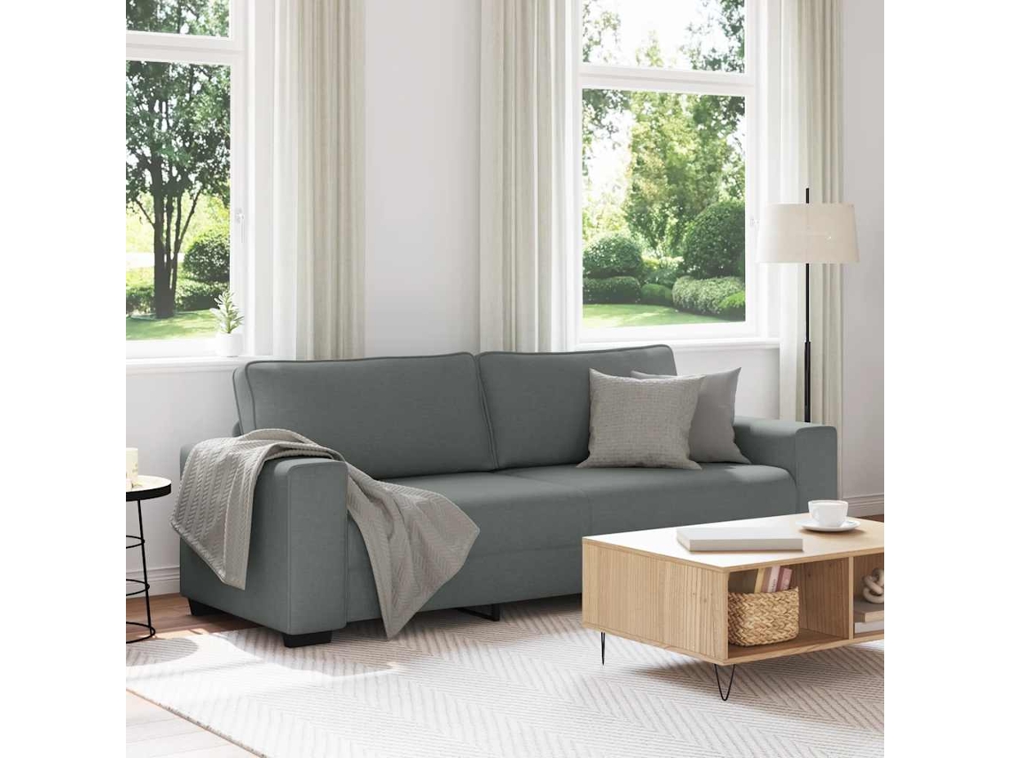 Sofá De 3 Plazas De Tela Gris Oscuro 180 Cm