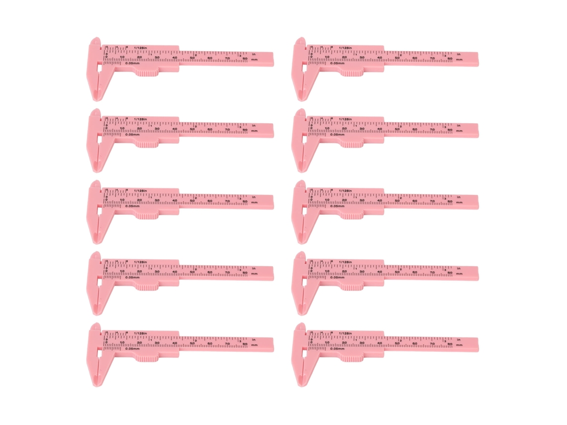 Regla Para Medir Cejas De 80 Mm, 10 Unidades, Color Rosa, Calibre Para Tatuajes, Regla Vernier Con Doble Escala.